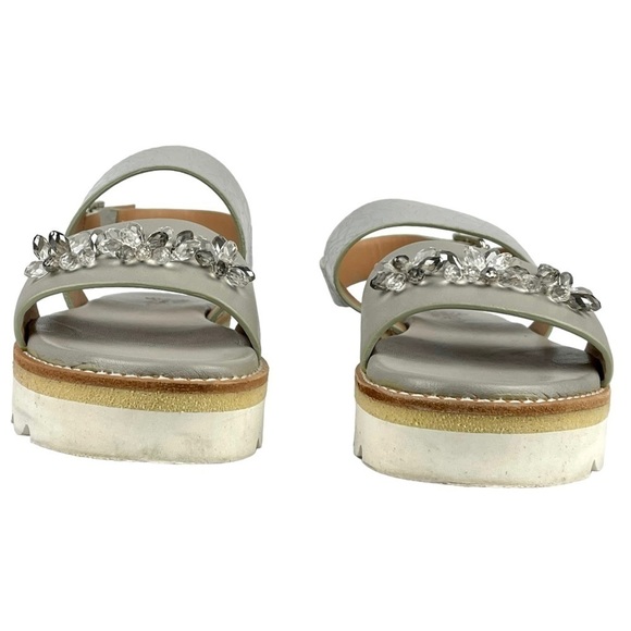 ANTHROPOLOGIE SANCHITA CRACKLE LEATHER BEADED FLORAL SLINGBACK PLATFORM SANDAL - Picture 4 of 13